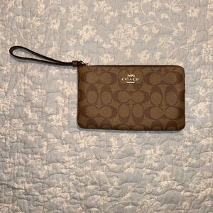 Coach Brown Logo Wristlet
